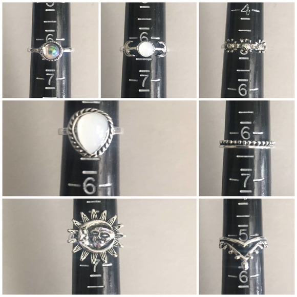 14 Piece Sun and Moon Midi Ring Set - Picture 7 of 10